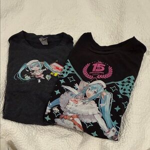 Two Hatsune Miku Anime Graphic T-Shirts Set